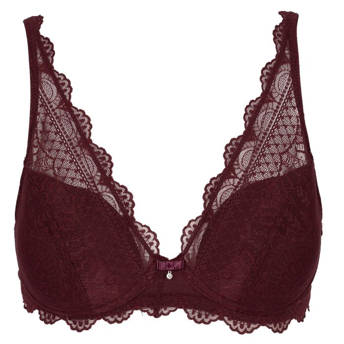 Biustonosz Schiesser 80A burgundowy koronkowy Soft Padded Bra nowy