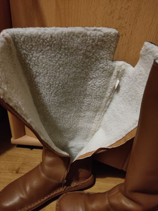 Buty damskie Kozaki brąz ocieplane 38