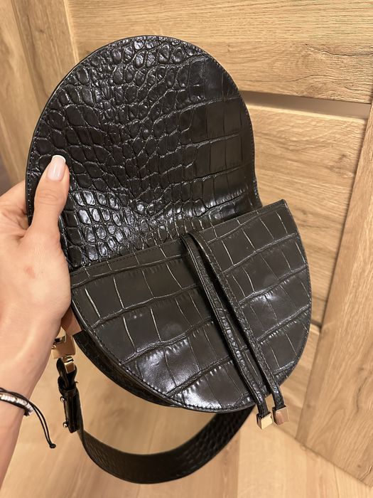 Torebka Chylak czarny błyszczący krokodyl