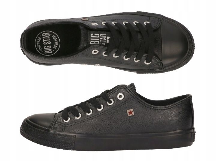 ButyTrampki Big Star Tenisówki Męskie Ekoskóra Wygodne  Czarne Sportow