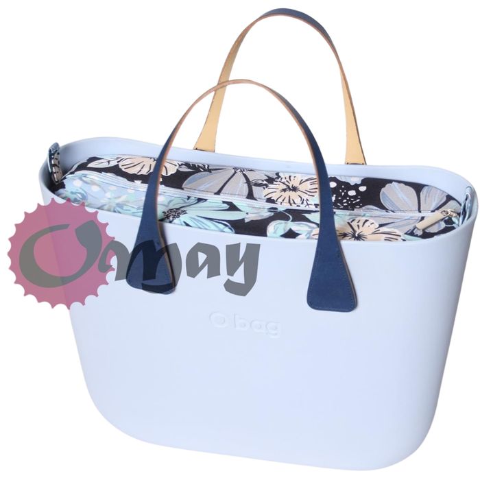 Granatowy organizer do OBAG STANDARD kwiaty błękit 2 kieszenie OMAY