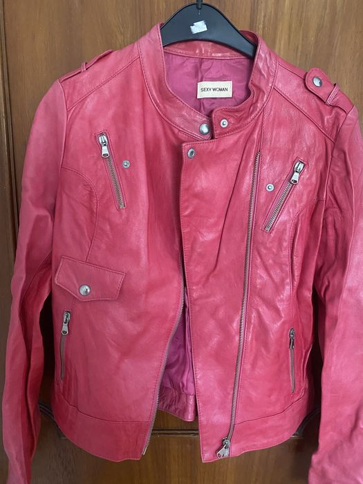 Casaco de pele rosa sexy woman.