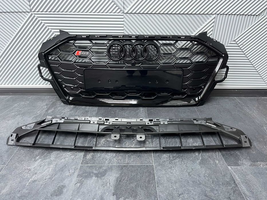 Решітка радіатора Full Black ( Gloss / Matte ) в стилі S4 на Audi A4 B9 2019-2023 року