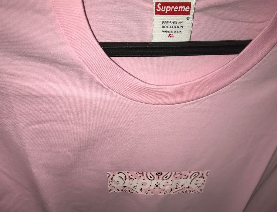 Оригинальная Supreme Bandana Box Logo Lt Pink Футболка Розовая Унисекс
