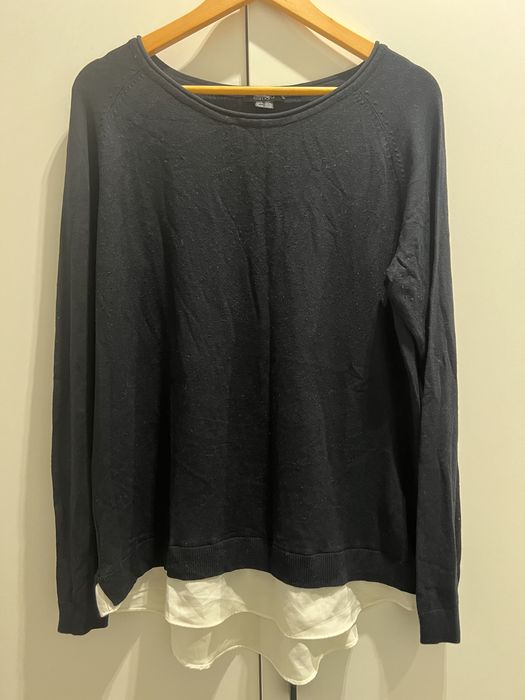 Czarny wiskozowy sweter z koszulą