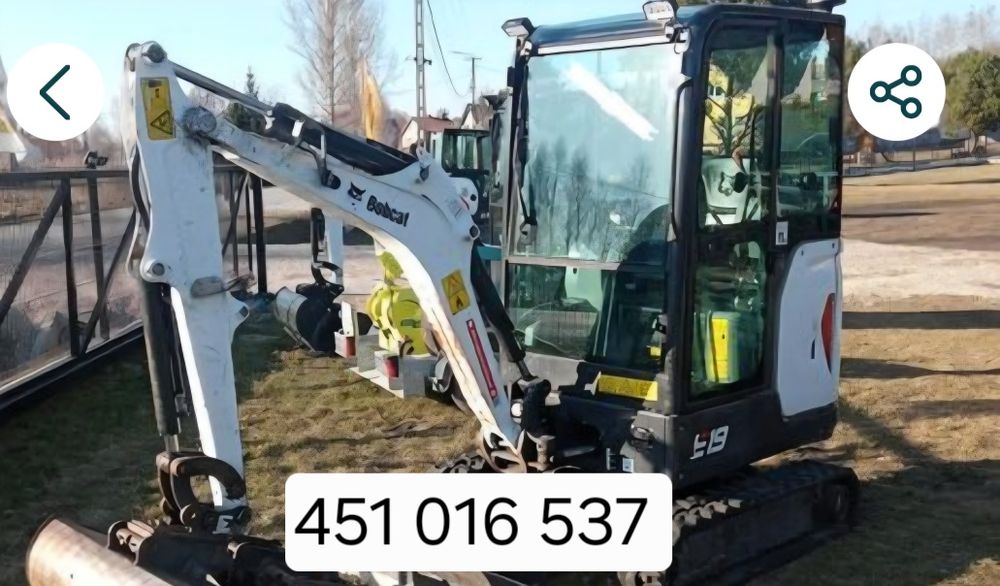 Wynajem minikoparki ,Uslugi minikoparką , wynajem  minikoparek