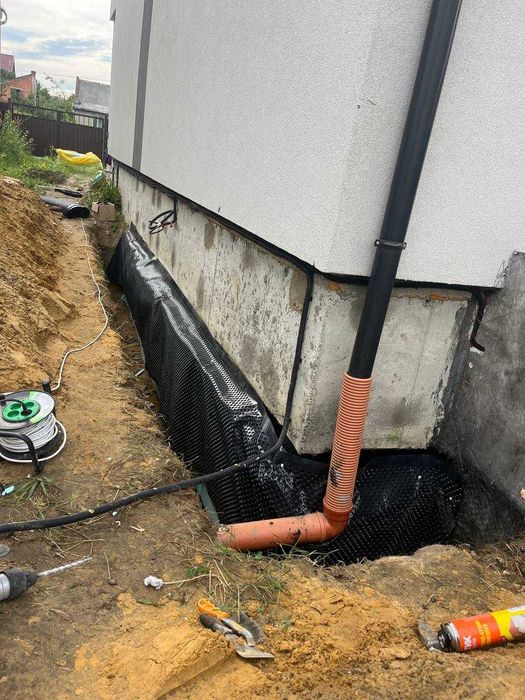 гідроізоляція, утеплення фундаменту, дренаж, водовідведення