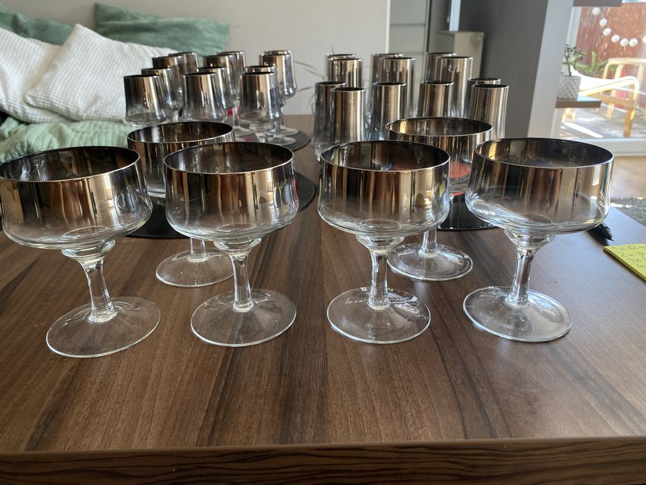 Zestaw szkło dymione PRL