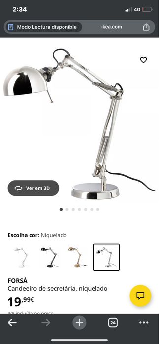 Candeiro de secretaria Ikea