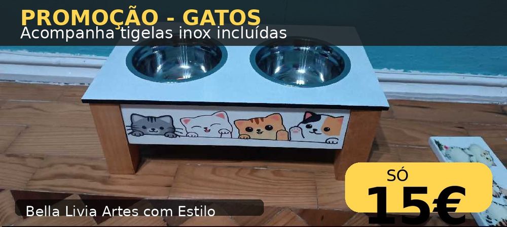 Comedouros em madeira para cães e gatos