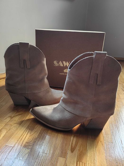 Kowbojki, botki Kerry zamszowe nowe rozm 38