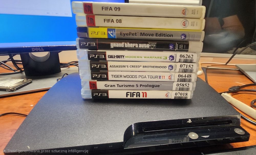 4Sony PlayStation 3 Slim 250GB | FABRYCZNE PLOMBY | PS Move Starter Pack | 2 Pady | Gry | GTA V
