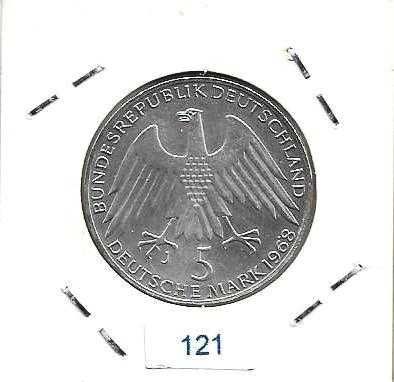 Alemanha - - 5 Mark - 1968-J - Friedrich Raiffeisen - - Moeda de Prata