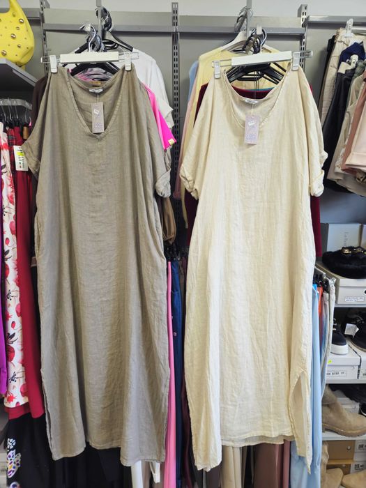Sukienka lniana 100% len, fango Italy Plus Size !!!