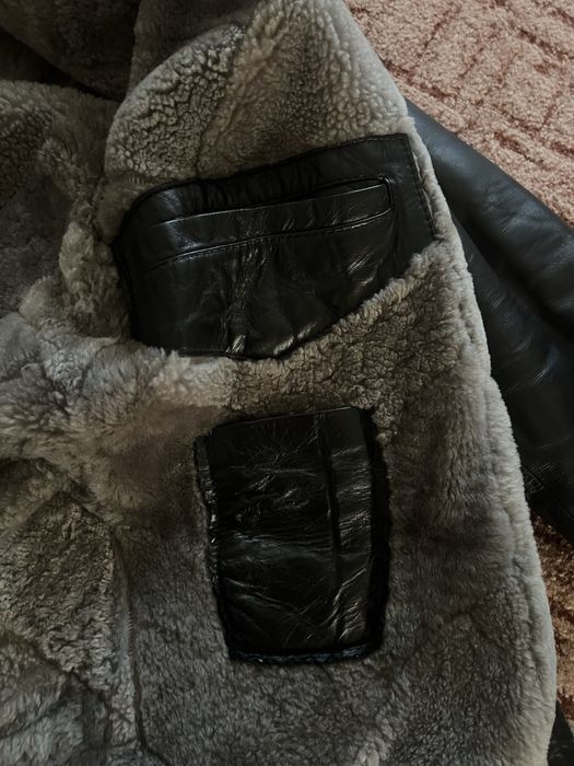 Чоловіча шкіряна куртка з утепленням (овчина), XS