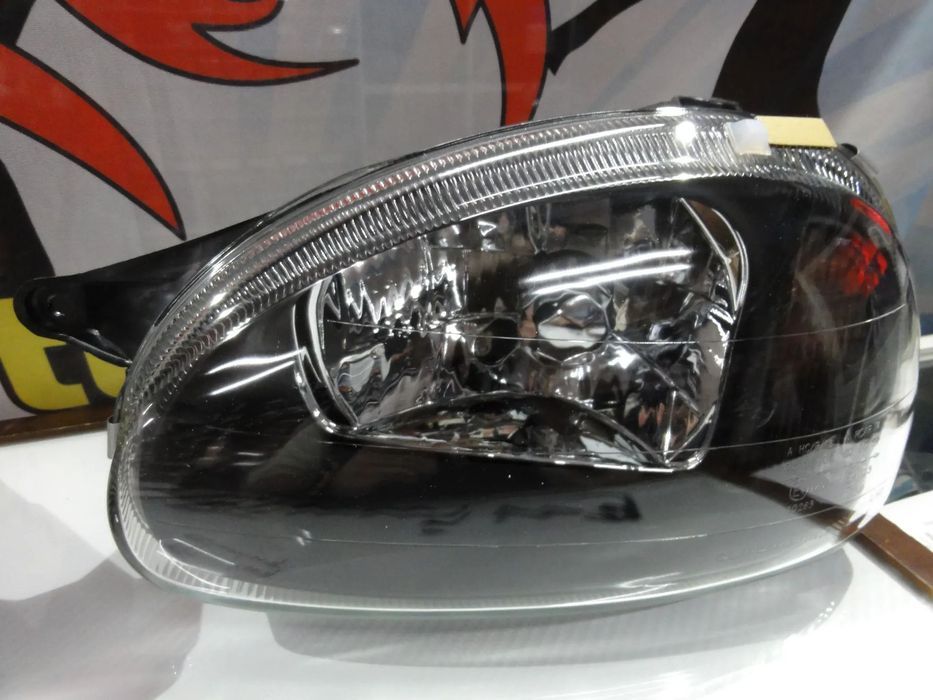 Faróis frontais com luz branca 5000k Opel corsa B Fundo Preto regulação elétrica