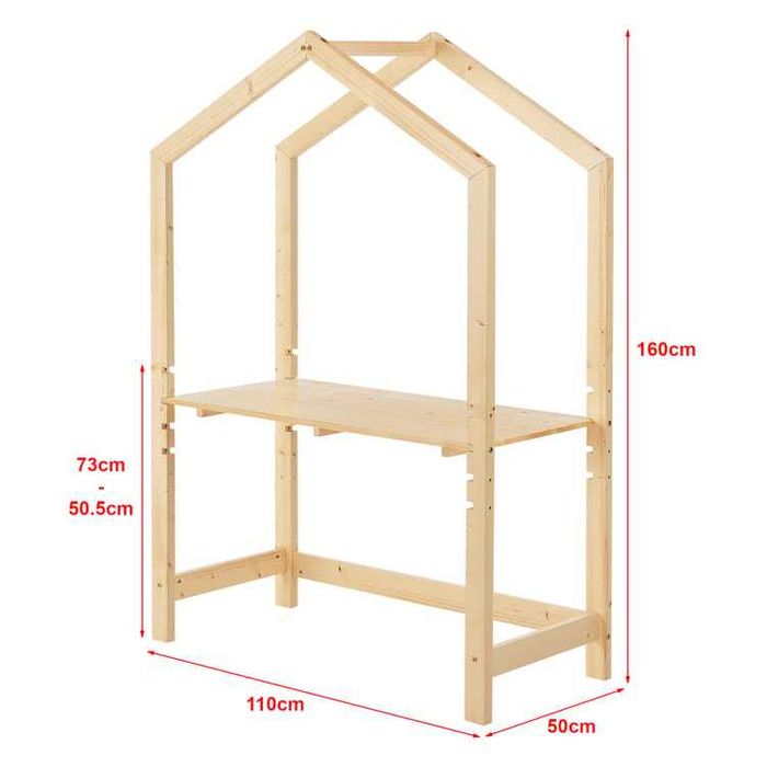Secretária de criança regulável em altura em madeira de pinho