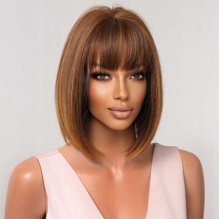 Peruka, topper w kolorze brązowym dla kobiet.