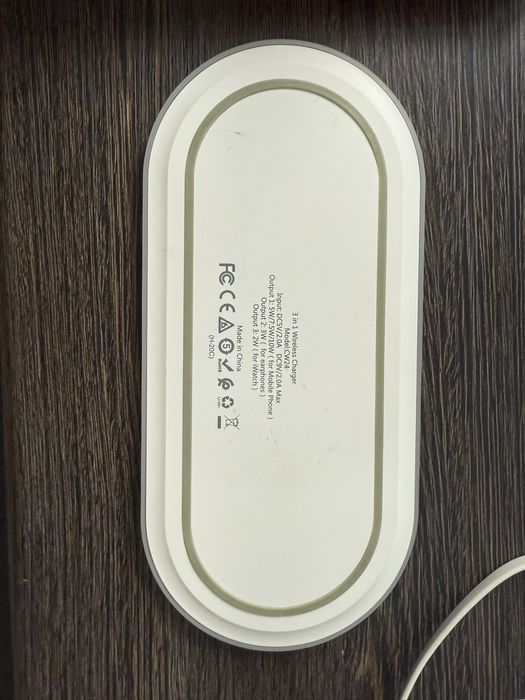 Беспровідний зарядний пристрій 3-в-1 Qi HOCO CW24 15W White
