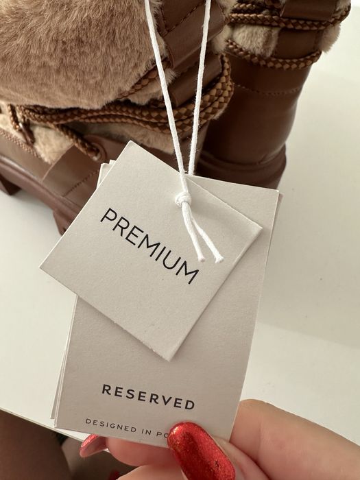 Nowe Skórzane Śniegowce Reserved Premium 36 Botki Kozaki Skóra Zimowe