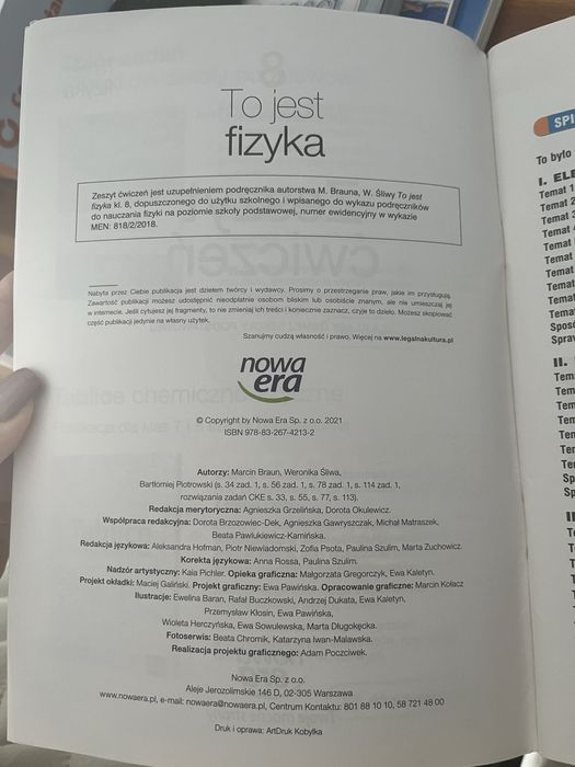To jest Fizyka 8 zeszyt ćwiczeń Braun Śliwa
