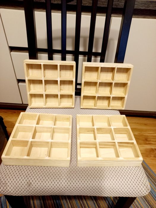 Drewniane organizery Zestaw 3 sztuki nowe