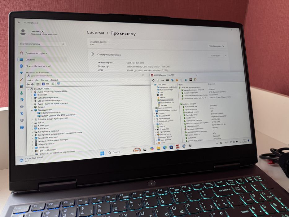 Ноутбук игровой Lenovo LOQ (15",i5(12gen),16 Gb ОЗУ,512Gb,RTX4060)