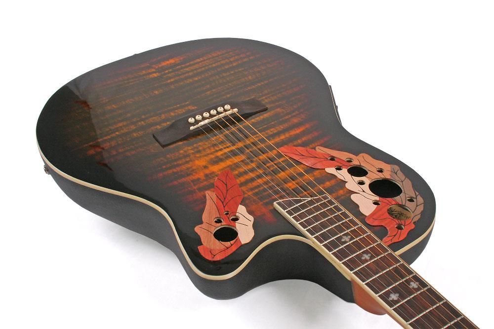 Guitarra tipo ovation castanha tigre