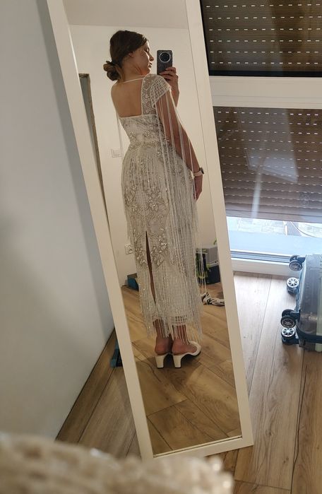 Suknia ślubna z frędzlami ASOS