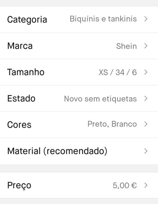 Bikini novo, Shein