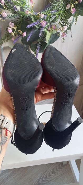 New Look 39 szpilki czółenka burgund czarne wężowe