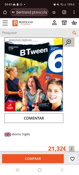 Manual livro escolar de inglês BTween 6 ano
