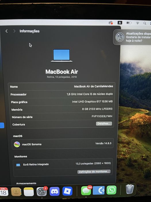 Macbook Air 13" 250Gb  8Gb RAM