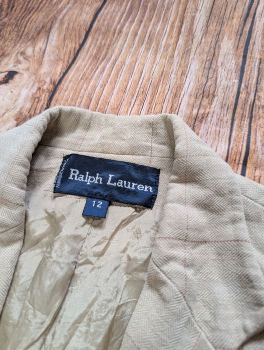 Beżowa marynarka lniana polo Ralph Lauren vintage blazer linen