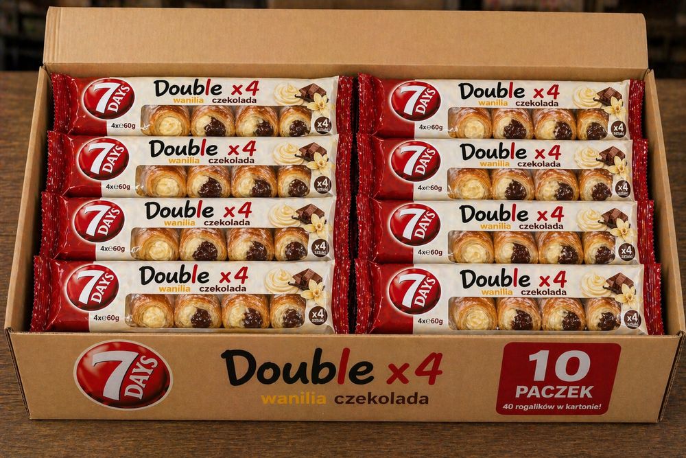 7 days double 40 szt karton rogaliki czekolada wanilia 10x4