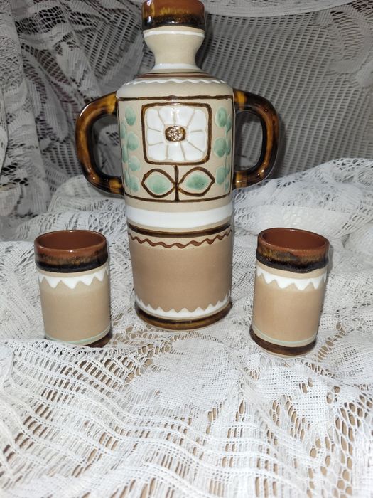 Штоф Лксф Пляшка з горнятками керамічна з келихами  Зеновій Береза 197