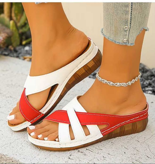 Klapki na koturnie wygodne lato