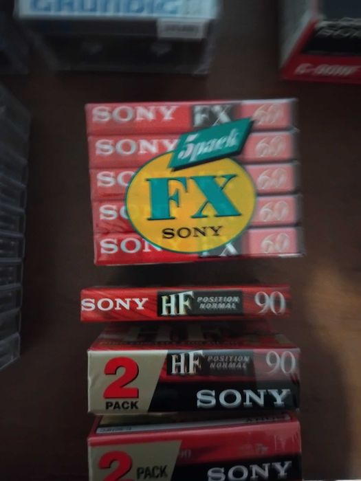Kasety magnetofonowe. Zestaw 60 sztuk NOS oryginalne zafoliowane. Sony Grundig