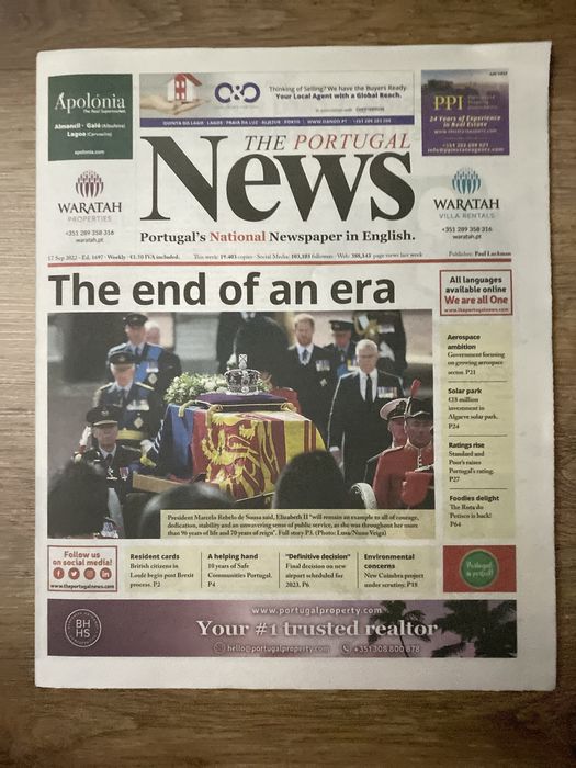 Jornais morte Rainha Elizabeth II nacionais e estrangeiros