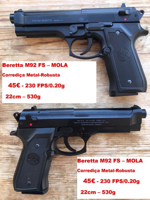 Pistola Airsoft de MOLA - SIG P226 - PPK - COLT 25 - M92 FS - HK VP9 - P99 NOVAS