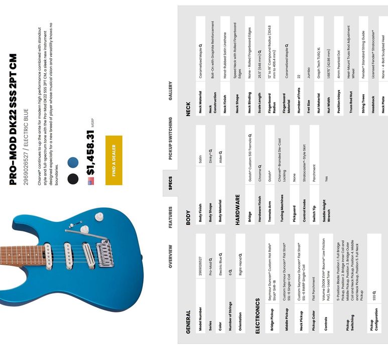 Электрогитара Charvel Pro-Mod DK22 SSS - Electric Blue