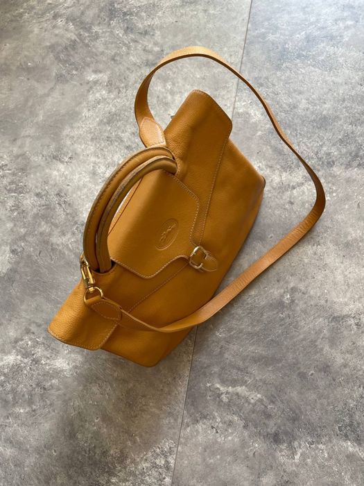 Вінтажна жіноча сумочка Longchamp, шкіряна satchel bag.