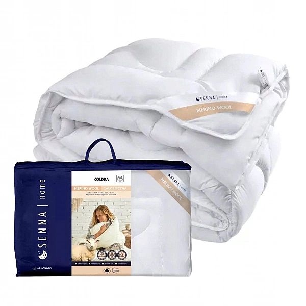 Kołdra 200x220 wełniana MERINO WOOL Wełna z Merynosów Biel