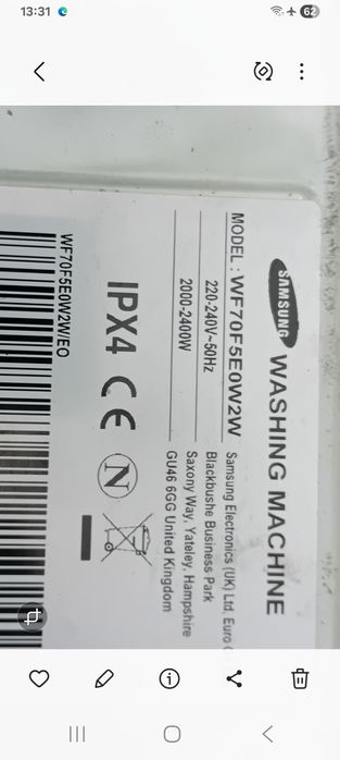 Pompka do wody pralka Samsung Eco Bubble 7kg .