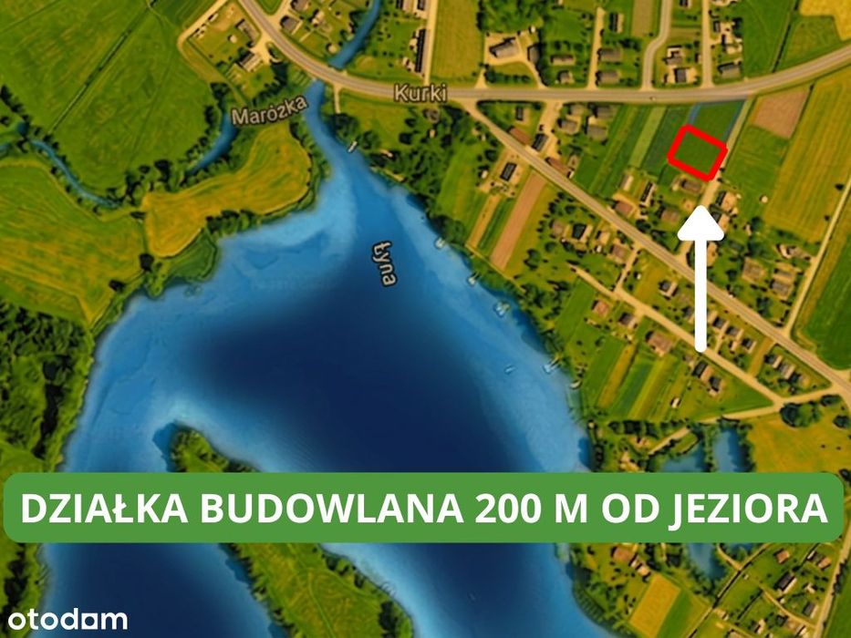 Działka budowlana w Kurkach – 200 m od jeziora, blisko Olsztyna