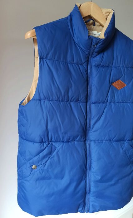 H&M pikowana kamizelka bezrękawnik niebieski