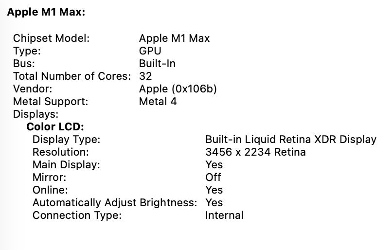 MacBook Pro 16 2021 M1 MAX 32 GPU 64GB RAM 1TB SSD