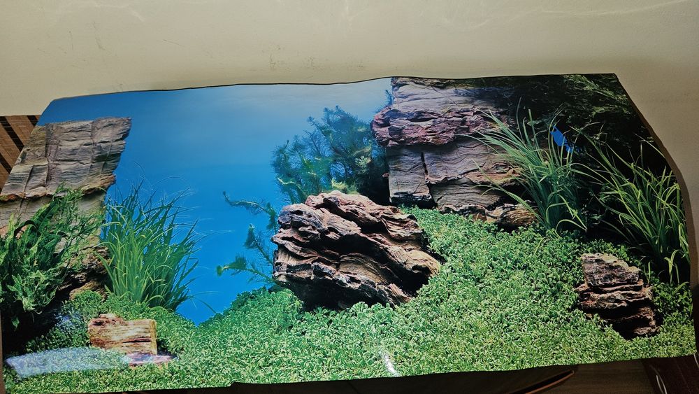 Akwarium zaokrąglone 100l + szafka + klapa z oświetleniem + tło