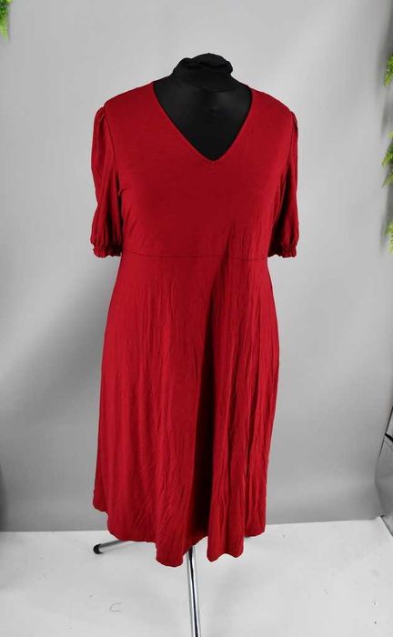 Bordowa sukienka midi Marks & Spencer – rozmiar 46