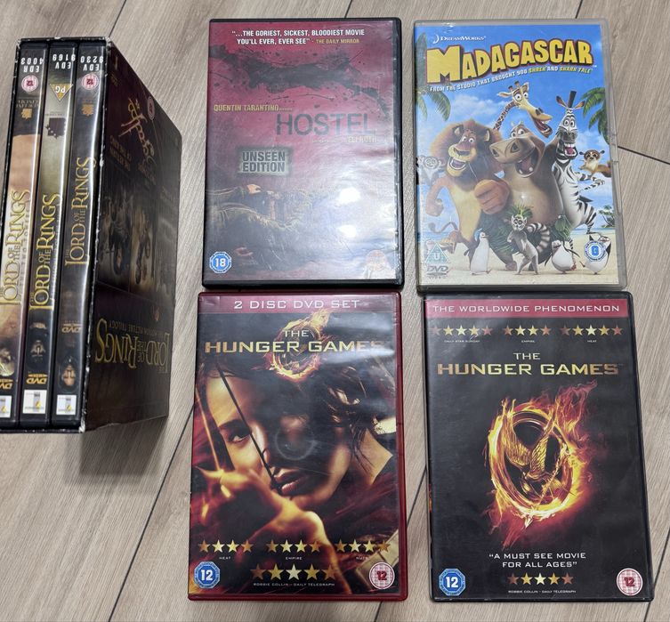 Filmy DVD! Wladca Pierscieni kpl, Madagaskar, Hostel, Igrzyska Smierci